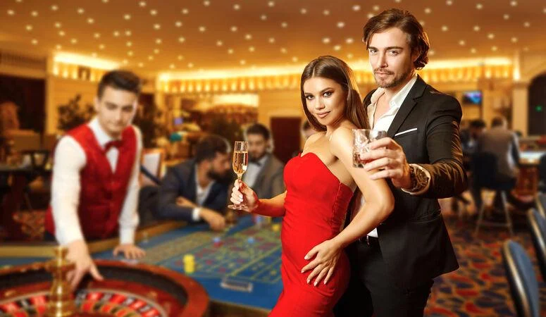 glamour clothed pair in a casino